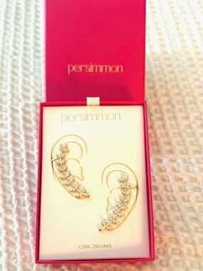 Persimmon Leaf & Vine Crawler Cuff Earring Set